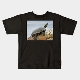 Painted turtle on log Kids T-Shirt